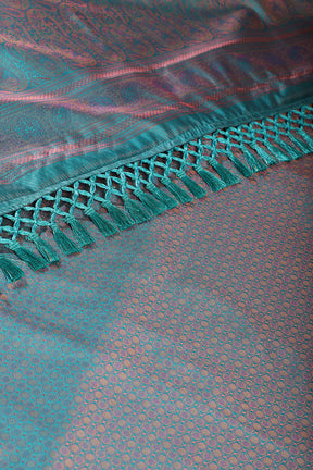 Teal Cotton Silk Resham & Zari Woven Saree