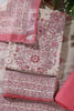 Beige & Pink Floral Printed Unstitched Suit Fabric