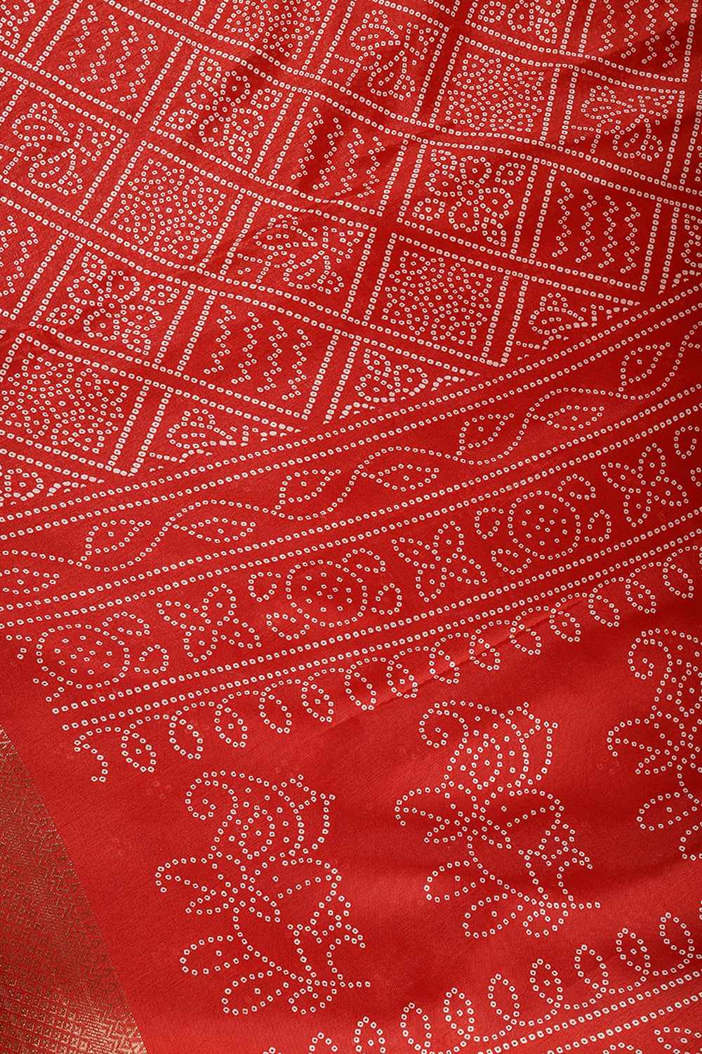 Red Color Block Printed Cotton Silk Saree