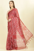 Maroon Kota Cotton Floral Jaal Printed Saree
