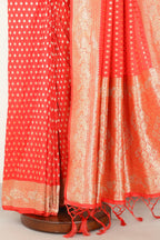 Red Silk Zari Woven And Swaroski Work Saree