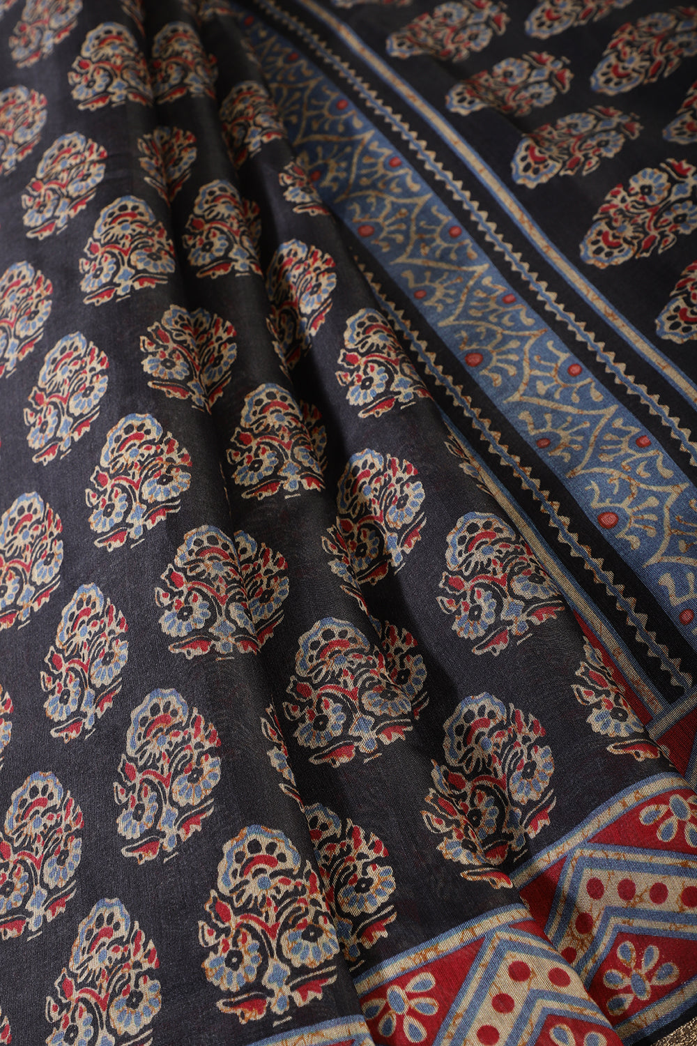 Black Digital Printed Chiffon Saree