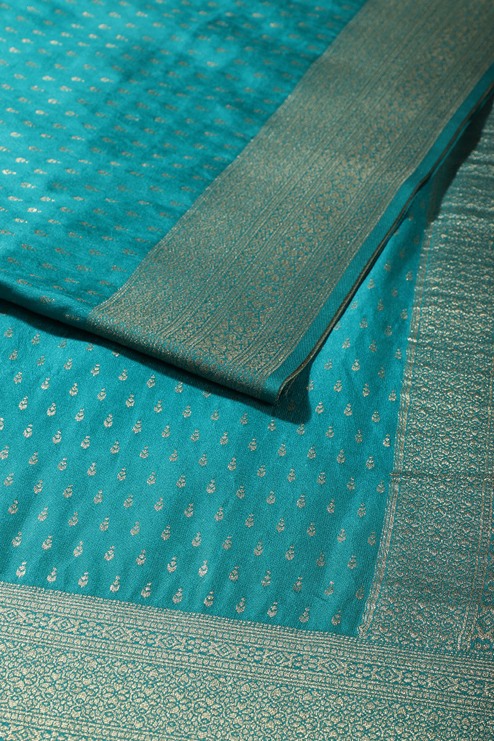 Teal Colour Silk Zari Woven Saree