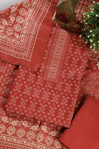 Maroon Printed Pashmina Unstitched Suit Fabric