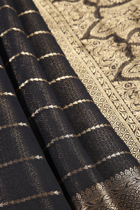 Black Color Georgette Saree with Zari Pinstripes