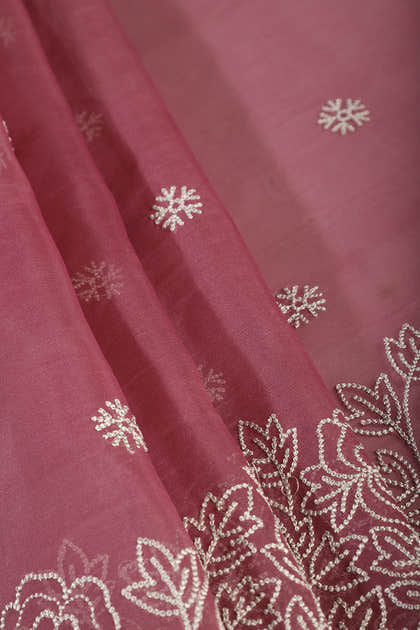 Light Maroon Tissue Resham Embroidered Saree