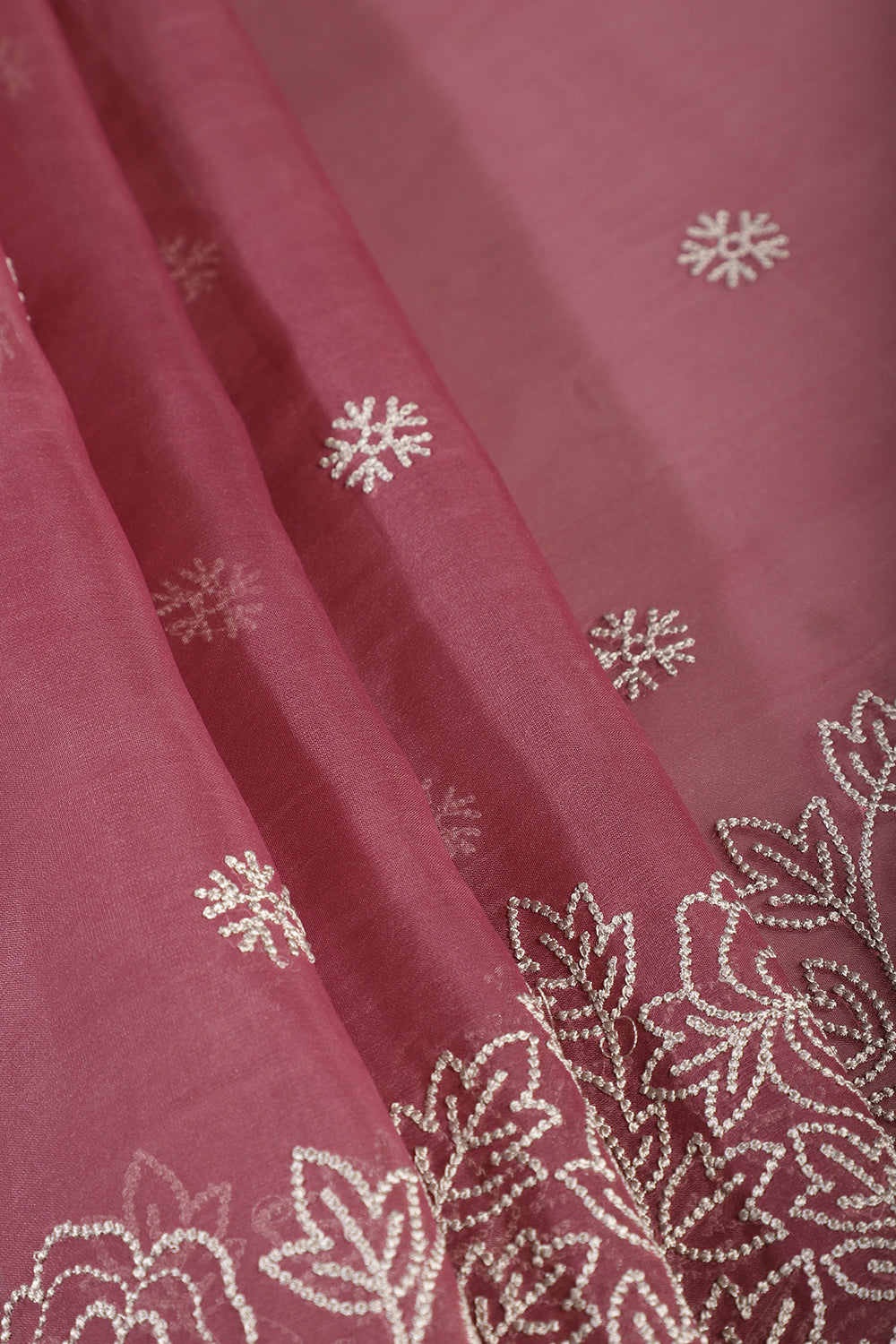 Light Maroon Tissue Resham Embroidered Saree
