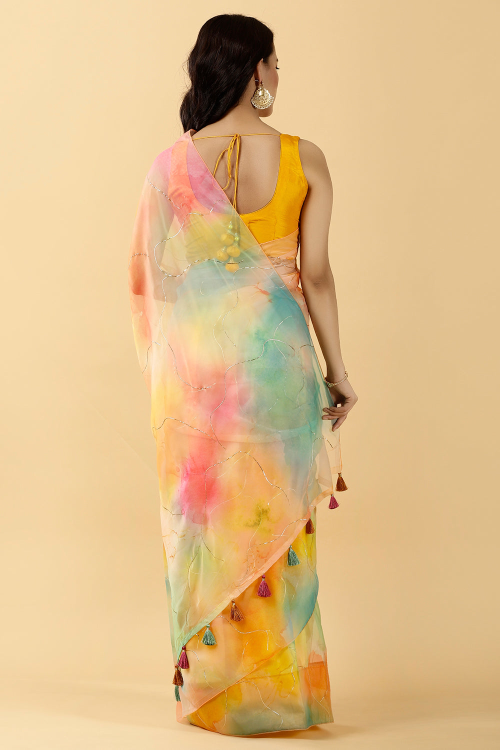 Multi-Color Printed Organza Saree