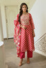 Fuchsia Pink Color Chanderi Printed Suit