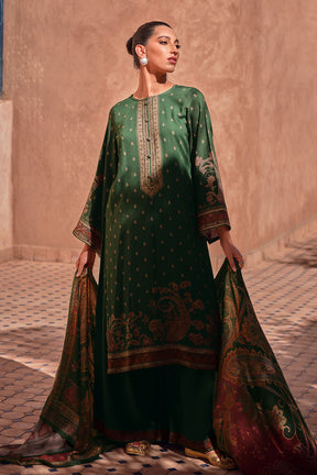 Green Color Pashmina Printed Unstitched Suit Material