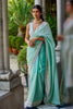Turquoise Color Sequins Embroidered Georgette Saree