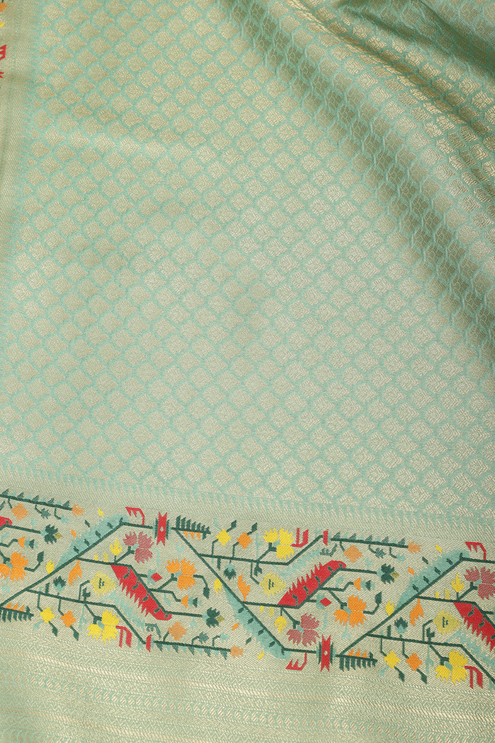 Sea Green Silk Zari and Resham Woven Saree