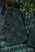Mint Green & Black Chanderi Cotton Digital Printed Unstiched Suit Material