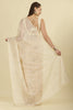 Cream Floral Resham Embroidered Cotton Saree