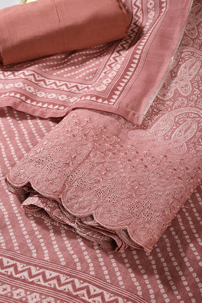 Gajari Color Chanderi Cotton Floral Printed Unstitched Suit Material