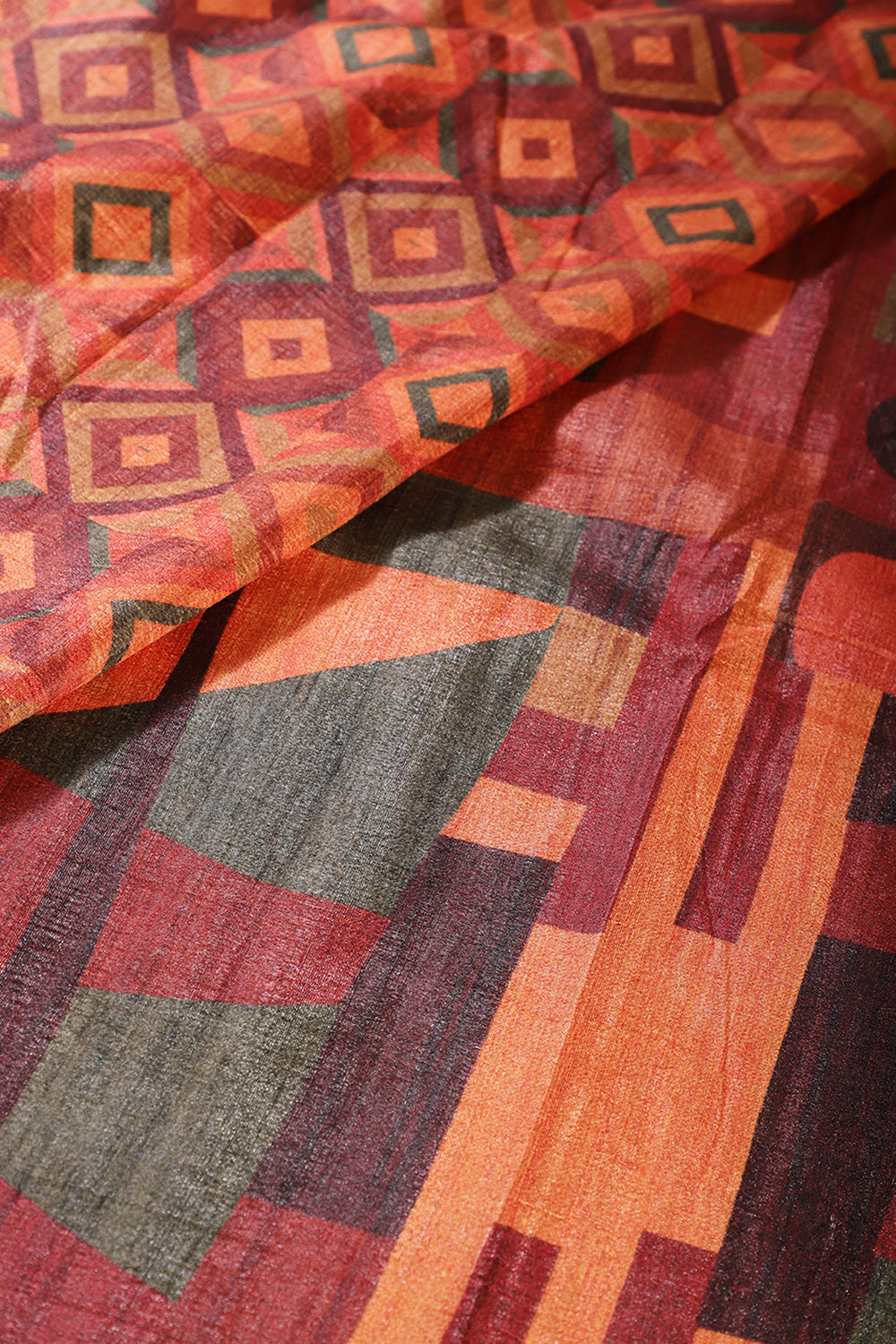 Sage Green Printed Tussar Silk Saree