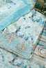 Turquoise Cotton Floral Printed And Hemline Embroidered Unstitched Suit