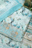 Turquoise Cotton Floral Printed And Hemline Embroidered Unstitched Suit