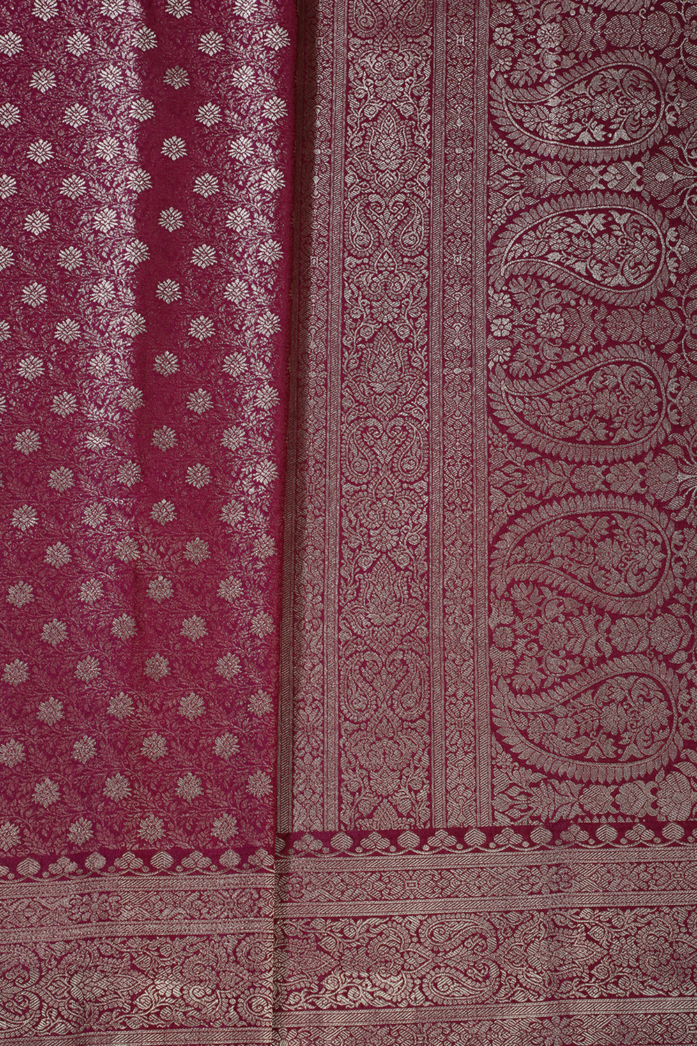 Wine Floral Zaal Woven Soft Silk Saree