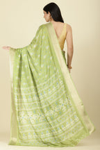 Light Green Cotton Silk Printed And Zari Woven Saree