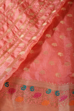 Peach Resham & Zari Woven Silk Saree