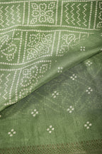 Green Color Block Printed Cotton Silk Saree