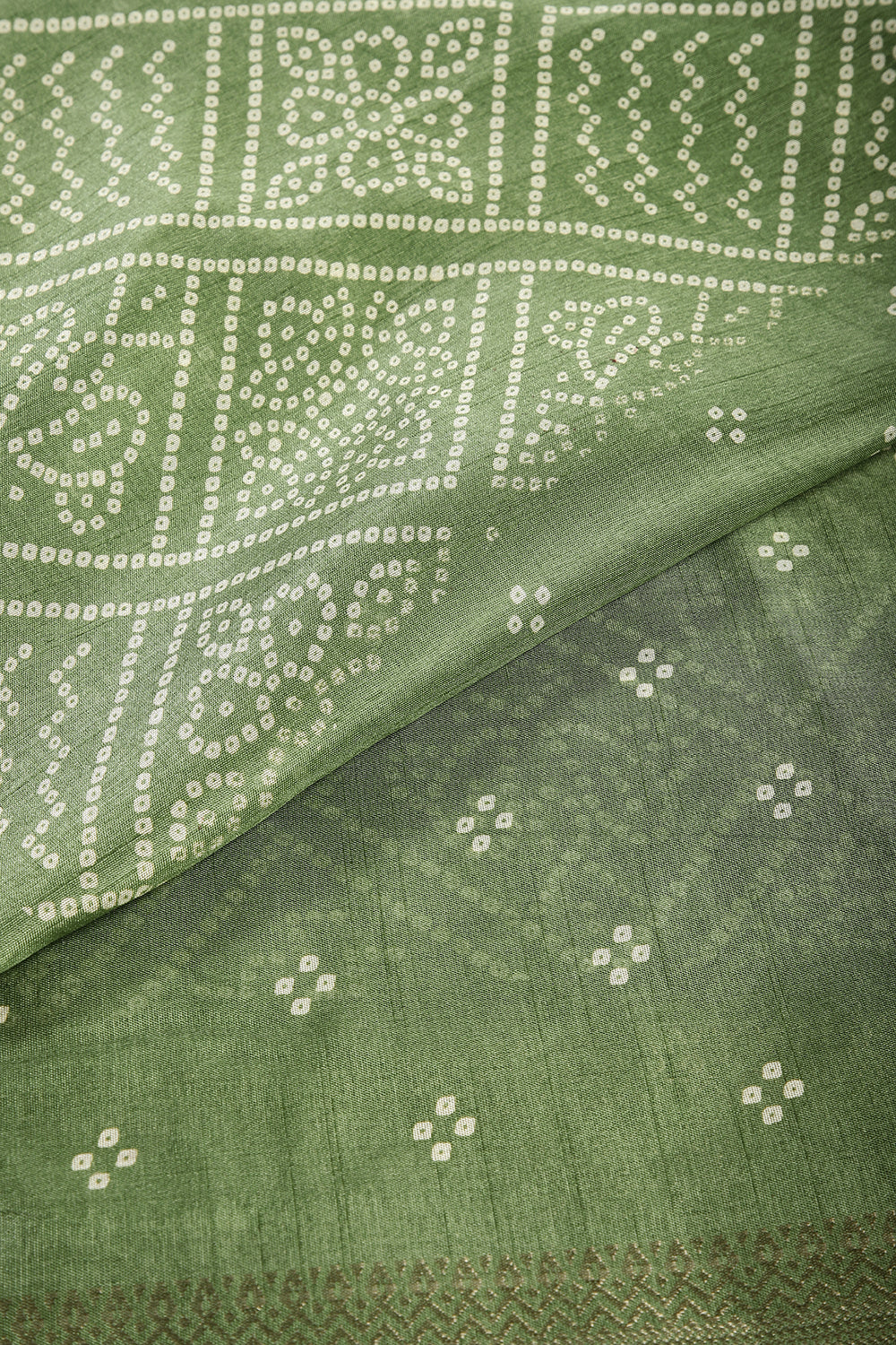 Green Color Block Printed Cotton Silk Saree