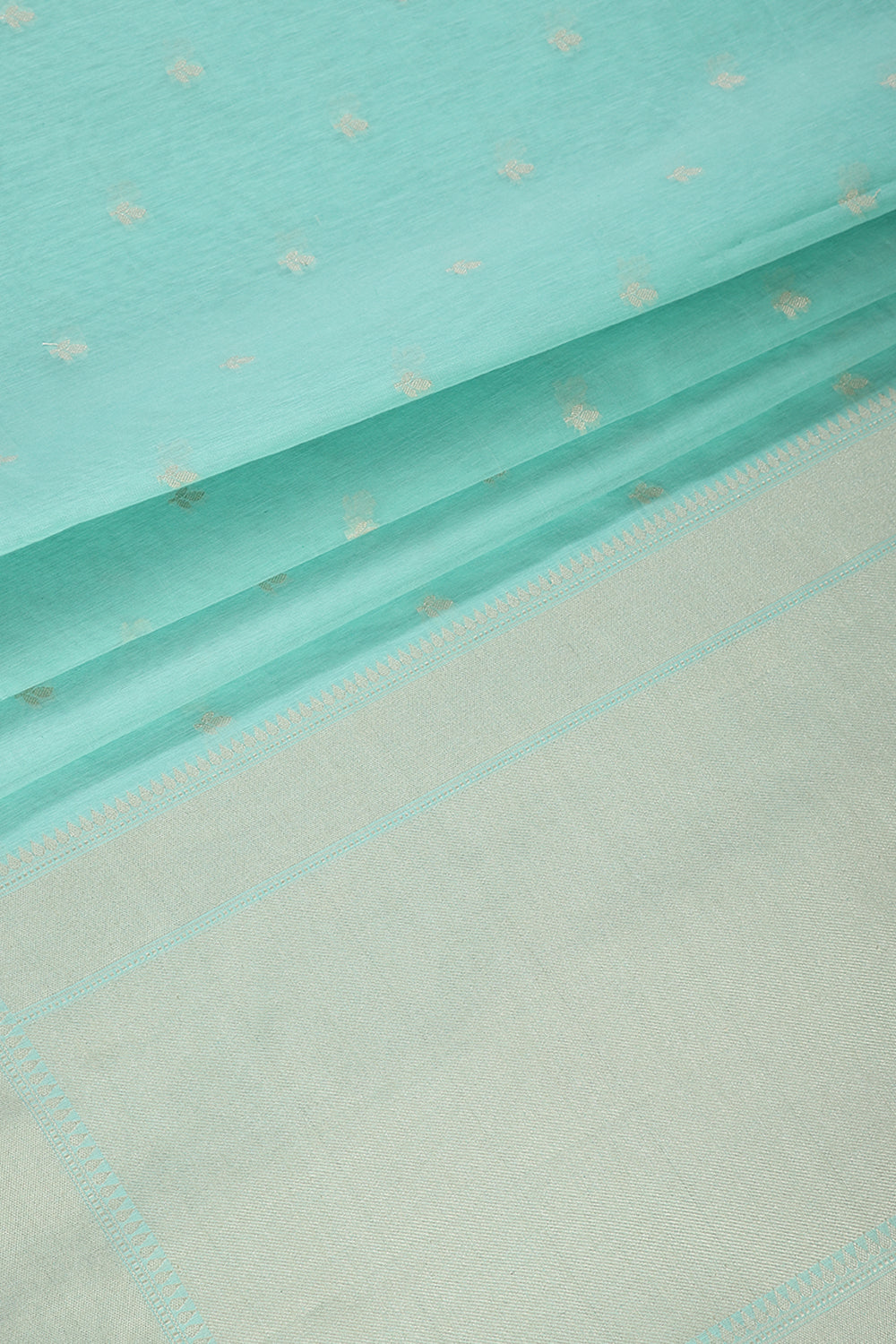 Turquoise Color Cotton Woven Saree