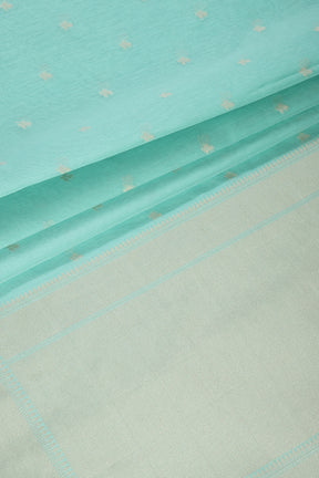 Turquoise Color Cotton Woven Saree