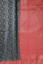 Bottle Green & Red Floral Zari Woven Sarees