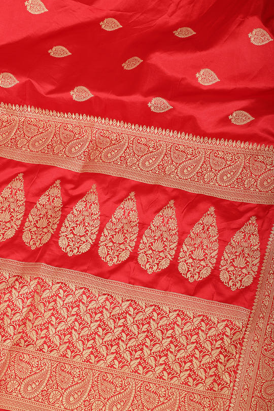 Red Color South Silk Zari Woven Saree
