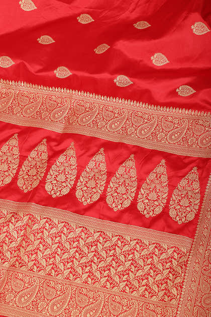 Red Color South Silk Zari Woven Saree