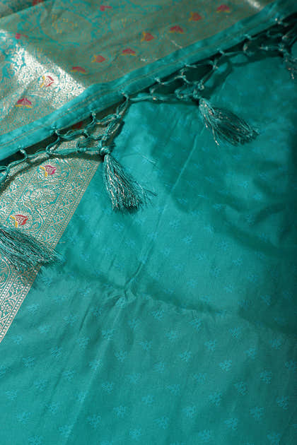Sea Green Colour Banarasi Silk Woven Saree