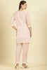 Pink Cotton Hacoba Style Neck-Embroidered Kurta Set