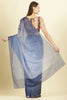 Ombre Navy Organza Saree With Mirror Work