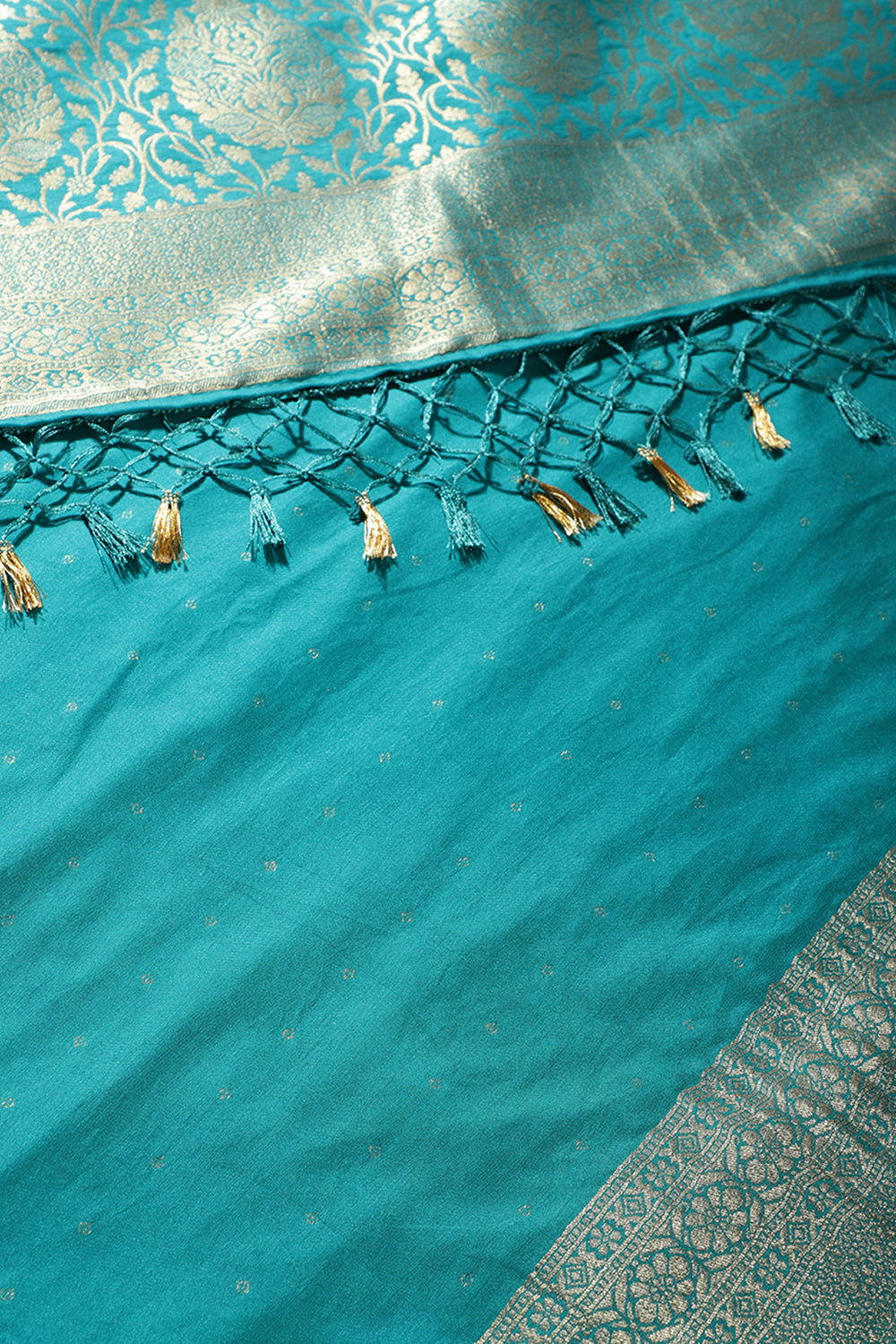 Teal Colour Silk Zari Woven Saree