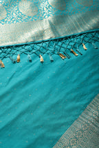 Teal Colour Silk Zari Woven Saree