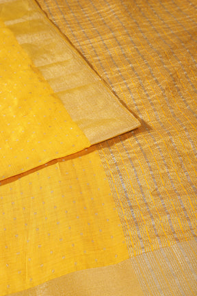 Yellow Zari Woven Silk Saree