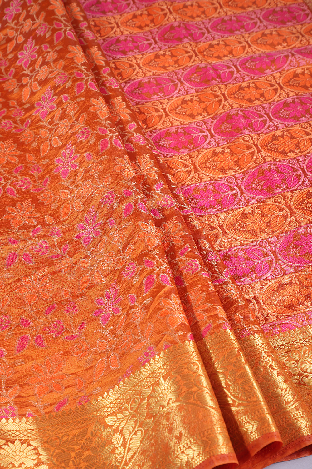 Mustard Colour Tussar Woven Silk Saree