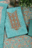 Seagreen Linen Cotton Resham Embroidered Unstitched Suit