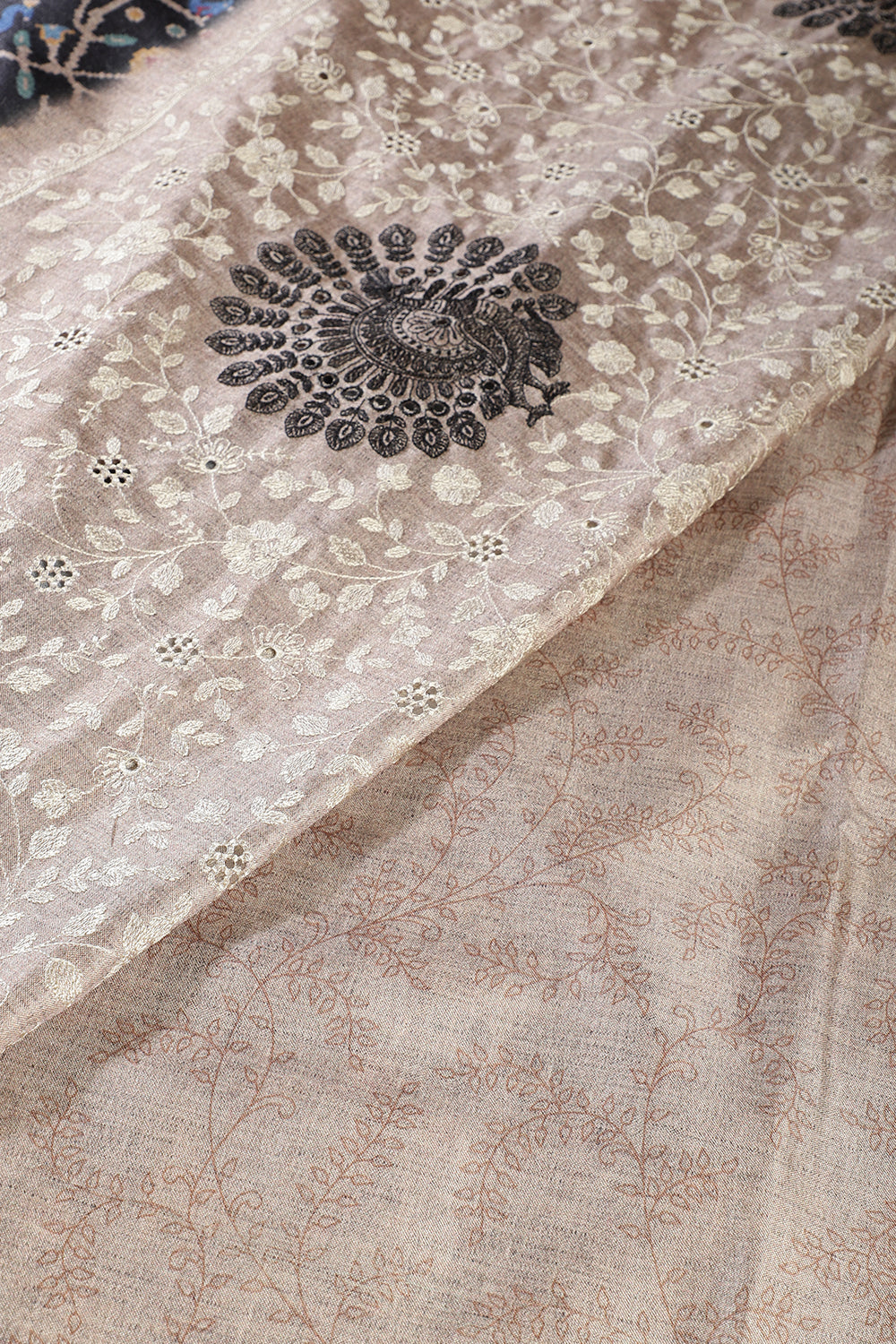 Bottle Green Tussar Silk Printed Saree