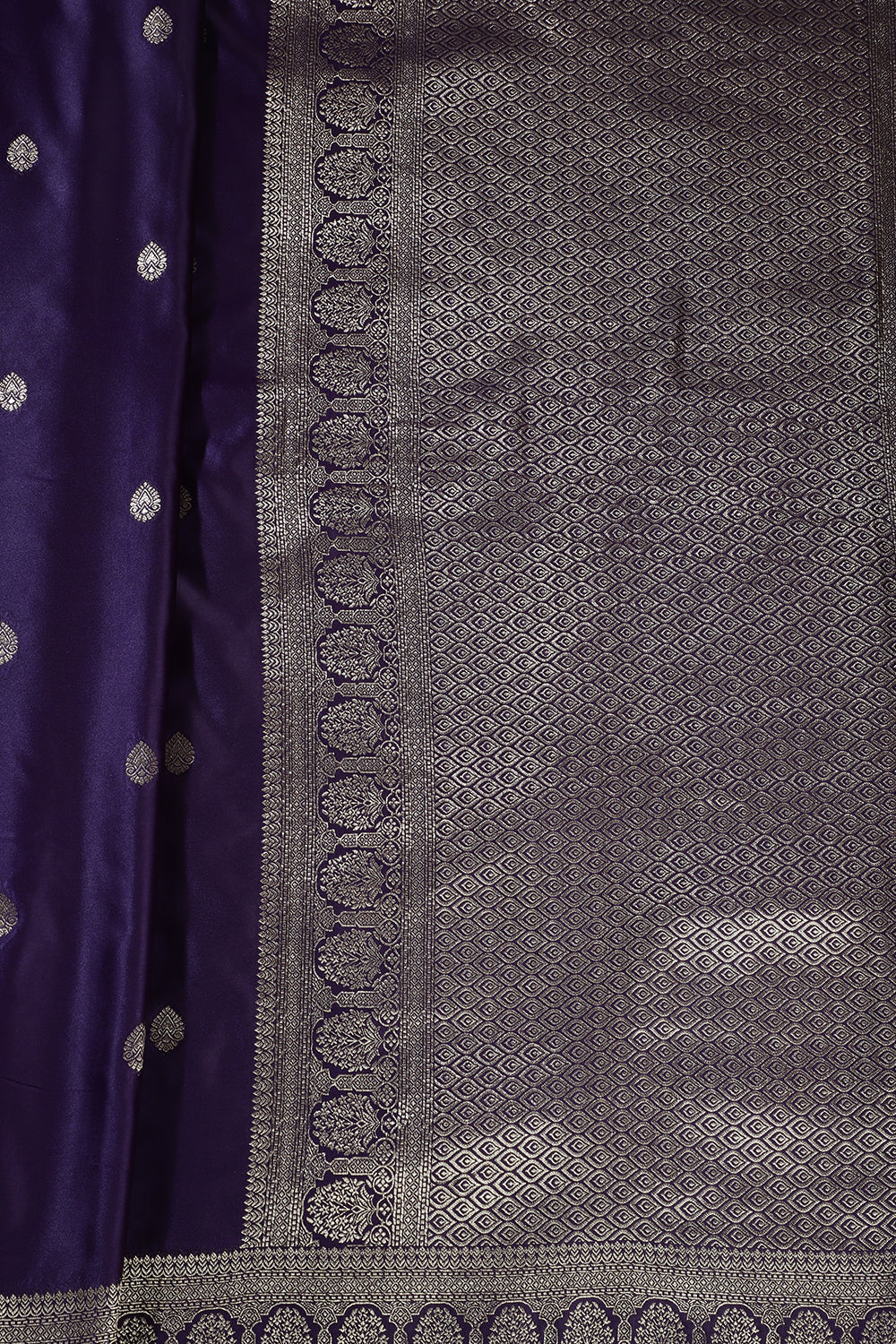 Dark Purple Zari Woven Satin Silk Saree