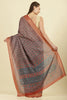 Rust Ajrakh Block Printed Cotton Saree