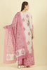 Cream & Pink  Chanderi Cotton Hacoba Style & Floral Printed Unstitched Suit Material