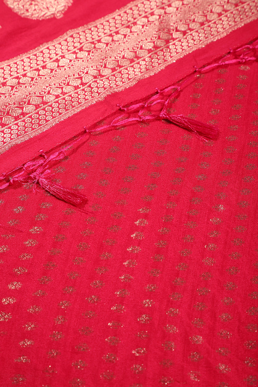Cherry Colour Cotton Silk Zari Woven Saree