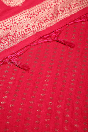 Cherry Colour Cotton Silk Zari Woven Saree