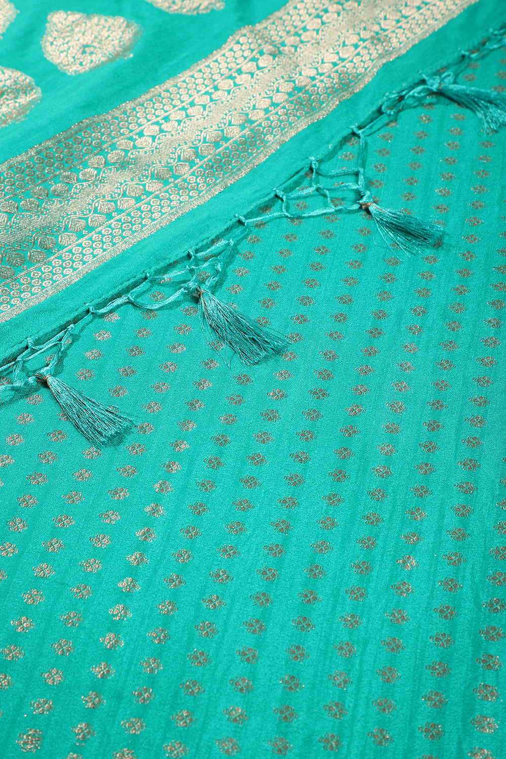 Sea Green Colour Cotton Silk Zari Woven Saree