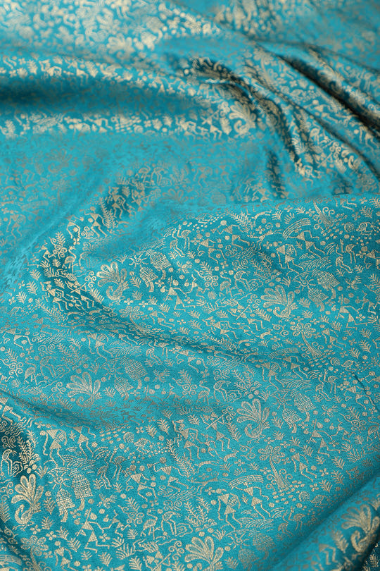 Turquois Zari Woven Soft Silk Saree