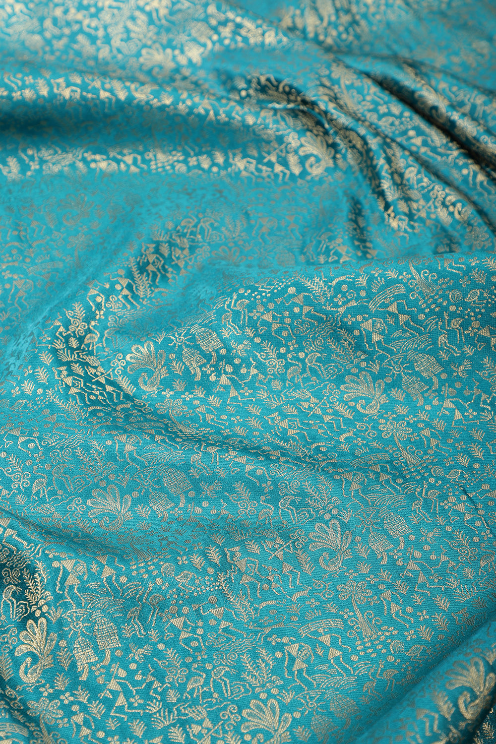 Turquois Zari Woven Soft Silk Saree