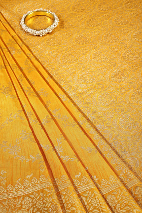 Mustard Color Raw Silk Zari Woven Saree